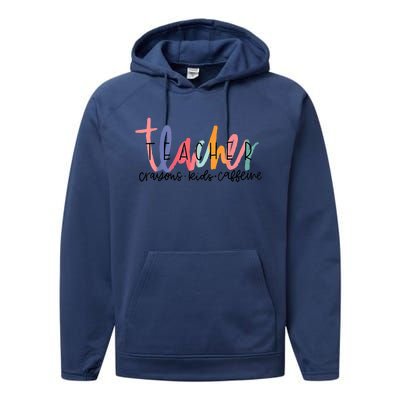 Happy Last Day Of School Teachers Crayons Kids Caffeine Performance Fleece Hoodie