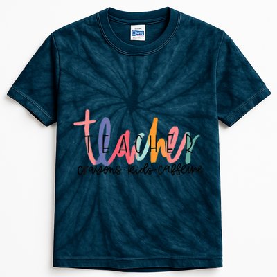 Happy Last Day Of School Teachers Crayons Kids Caffeine Kids Tie-Dye T-Shirt