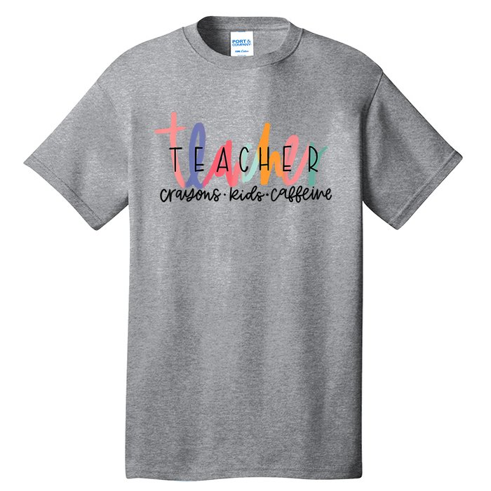 Happy Last Day Of School Teachers Crayons Kids Caffeine Tall T-Shirt