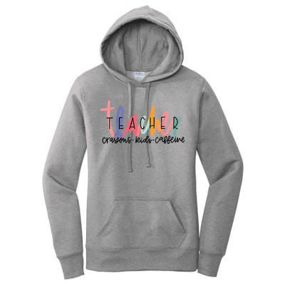 Happy Last Day Of School Teachers Crayons Kids Caffeine Women's Pullover Hoodie