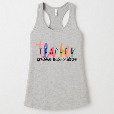 Happy Last Day Of School Teachers Crayons Kids Caffeine Womens Tank Top