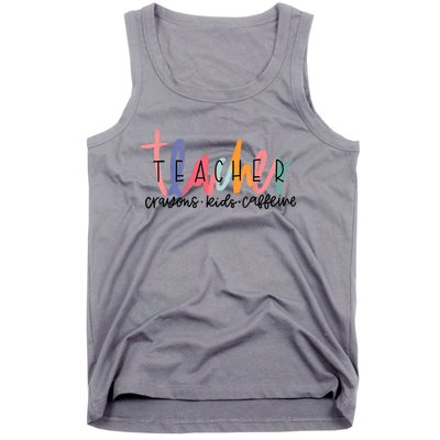 Happy Last Day Of School Teachers Crayons Kids Caffeine Tank Top