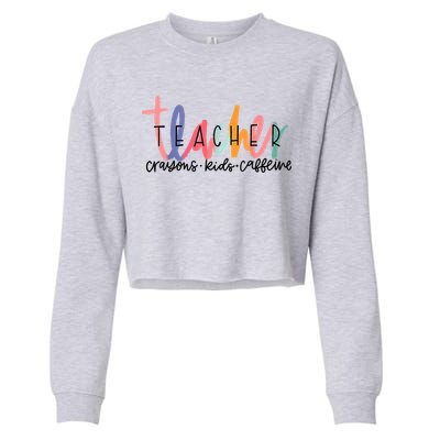 Happy Last Day Of School Teachers Crayons Kids Caffeine Cropped Pullover Crew