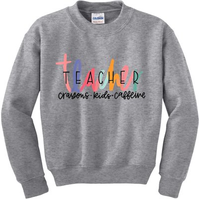 Happy Last Day Of School Teachers Crayons Kids Caffeine Kids Sweatshirt