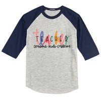 Happy Last Day Of School Teachers Crayons Kids Caffeine Kids Colorblock Raglan Jersey