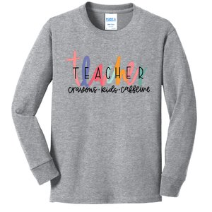 Happy Last Day Of School Teachers Crayons Kids Caffeine Kids Long Sleeve Shirt