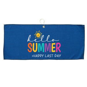 Happy Last Day Of School Teacher Student Hello Summer Large Microfiber Waffle Golf Towel