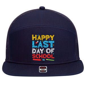 Happy Last Day Of School Students And Teachers 7 Panel Mesh Trucker Snapback Hat