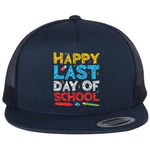 Happy Last Day Of School Students And Teachers Flat Bill Trucker Hat