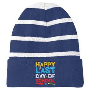 Happy Last Day Of School Students And Teachers Striped Beanie with Solid Band