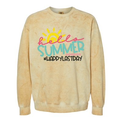 Happy Last Day Of School Teacher Student Hello Summer Colorblast Crewneck Sweatshirt