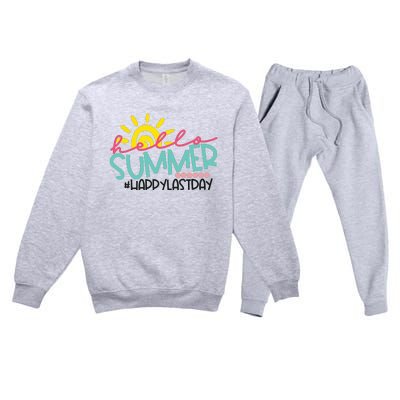 Happy Last Day Of School Teacher Student Hello Summer Premium Crewneck Sweatsuit Set