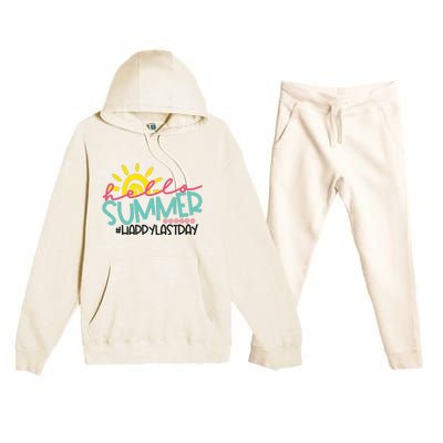 Happy Last Day Of School Teacher Student Hello Summer Premium Hooded Sweatsuit Set