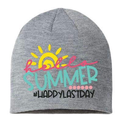 Happy Last Day Of School Teacher Student Hello Summer Sustainable Beanie