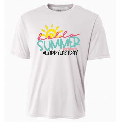 Happy Last Day Of School Teacher Student Hello Summer Cooling Performance Crew T-Shirt