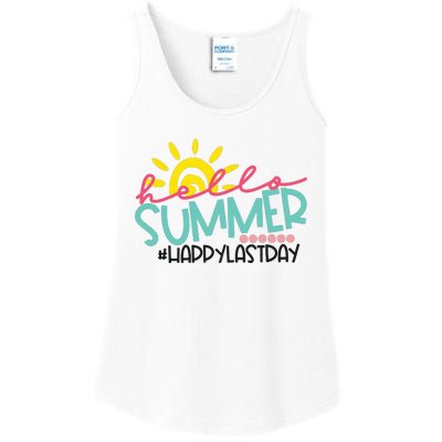 Happy Last Day Of School Teacher Student Hello Summer Ladies Essential Tank