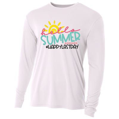 Happy Last Day Of School Teacher Student Hello Summer Cooling Performance Long Sleeve Crew