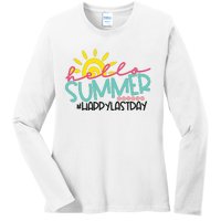 Happy Last Day Of School Teacher Student Hello Summer Ladies Long Sleeve Shirt