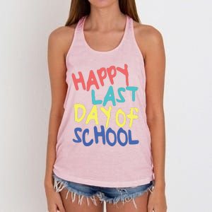 Happy Last Day Of School Students And Teachers Women's Knotted Racerback Tank