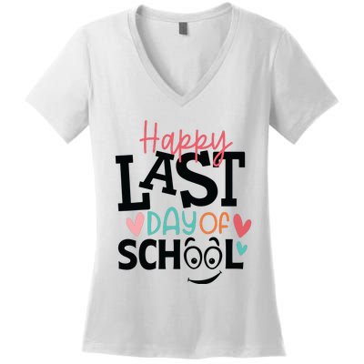 Happy Last Day Of School Teacher Student Boy Girl Womens Women's V-Neck T-Shirt