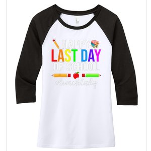 Happy Last Day Of School Lunch Lady Life Summer Gift Women's Tri-Blend 3/4-Sleeve Raglan Shirt