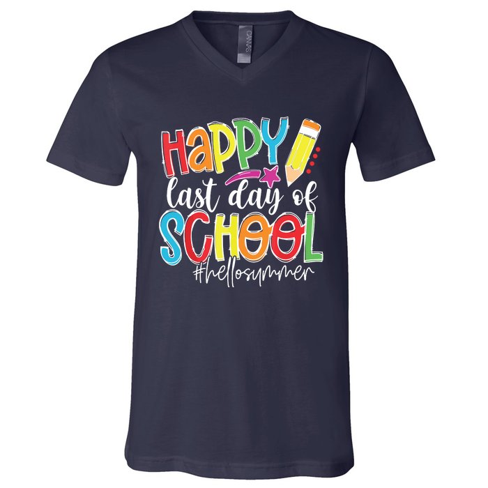 Happy Last Day Of School Teacher Graduation Last Day V-Neck T-Shirt