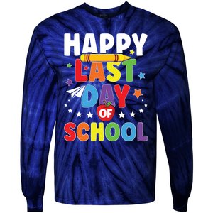 Happy Last Day Of School Graduation Teacher Students Tie-Dye Long Sleeve Shirt