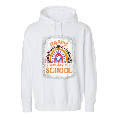 Happy Last Day Of School Rainbow Funny Summer Vacation Garment-Dyed Fleece Hoodie