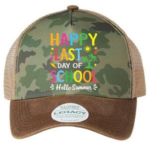 Happy Last Day Of School Hello Summer Teacher Student Legacy Tie Dye Trucker Hat