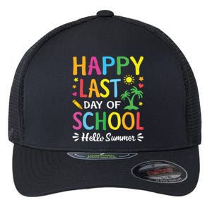 Happy Last Day Of School Hello Summer Teacher Student Flexfit Unipanel Trucker Cap