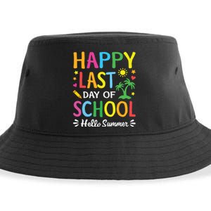 Happy Last Day Of School Hello Summer Teacher Student Sustainable Bucket Hat