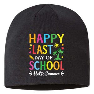 Happy Last Day Of School Hello Summer Teacher Student Sustainable Beanie