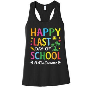 Happy Last Day Of School Hello Summer Teacher Student Women's Racerback Tank