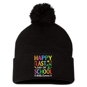 Happy Last Day Of School Hello Summer Teacher Student Pom Pom 12in Knit Beanie