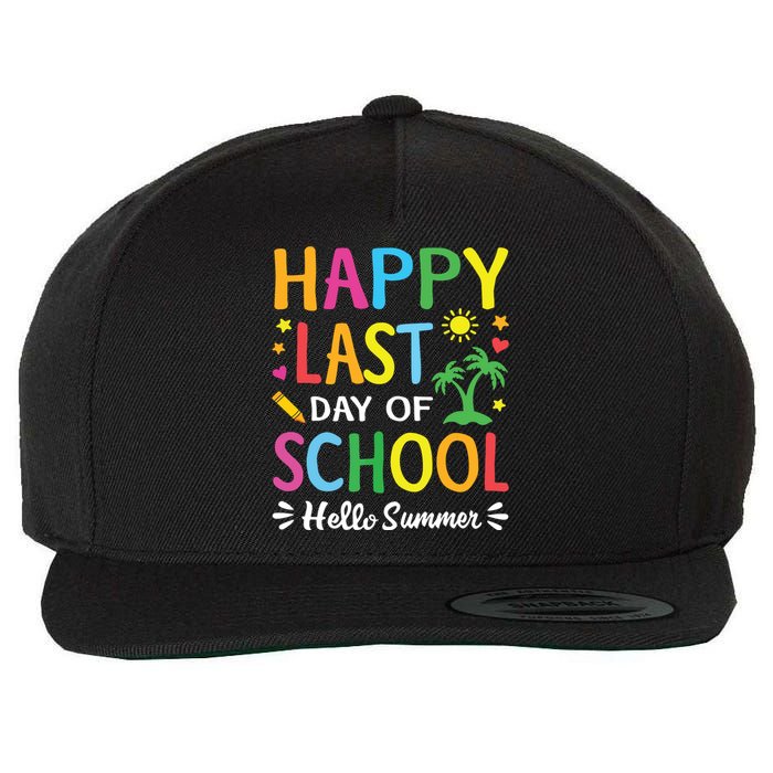 Happy Last Day Of School Hello Summer Teacher Student Wool Snapback Cap