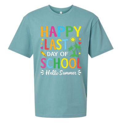 Happy Last Day Of School Hello Summer Teacher Student Sueded Cloud Jersey T-Shirt