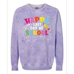 Happy Last Day Of School Hello Summer I Love You All Teacher Colorblast Crewneck Sweatshirt