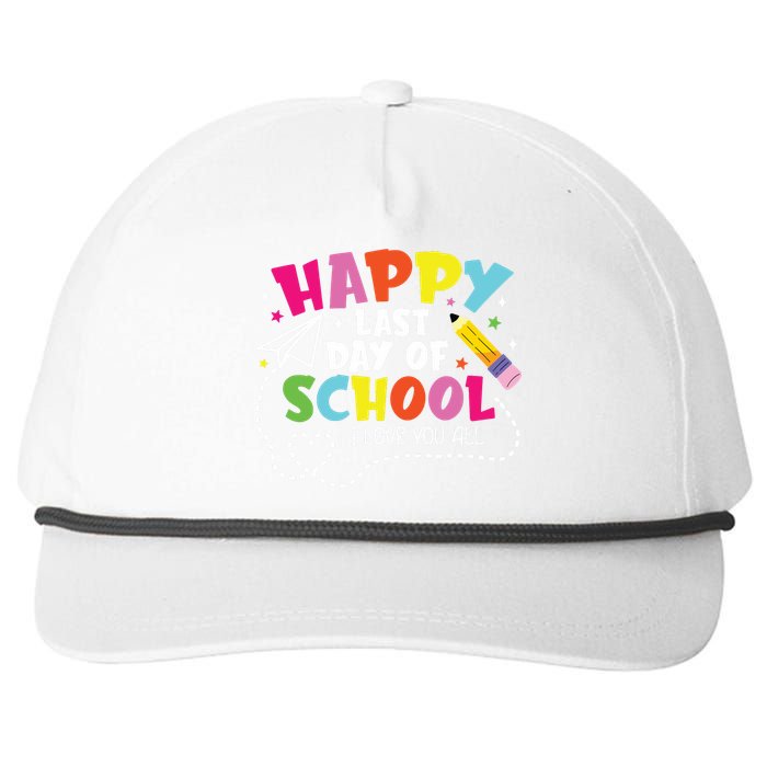 Happy Last Day Of School Hello Summer I Love You All Teacher Snapback Five-Panel Rope Hat