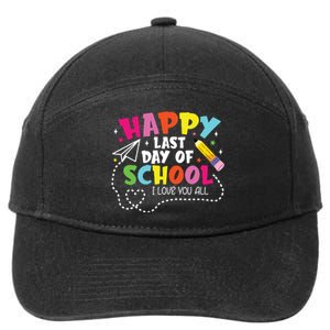 Happy Last Day Of School Hello Summer I Love You All Teacher 7-Panel Snapback Hat