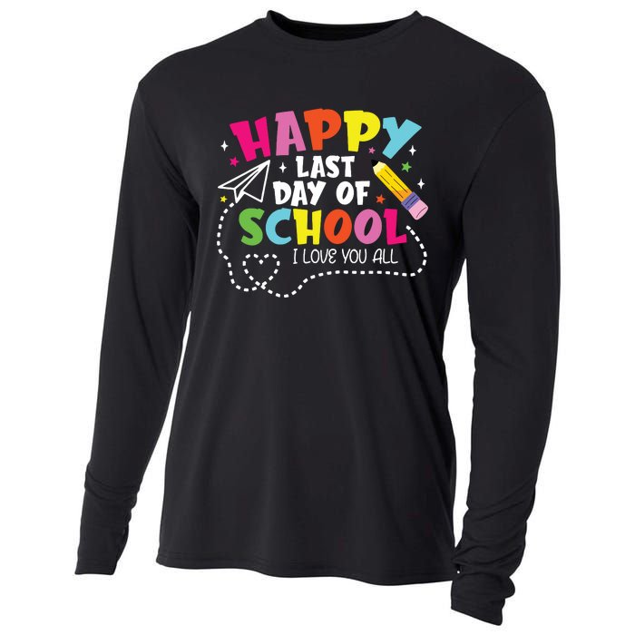 Happy Last Day Of School Hello Summer I Love You All Teacher Cooling Performance Long Sleeve Crew