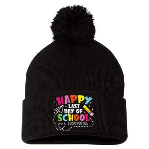 Happy Last Day Of School Hello Summer I Love You All Teacher Pom Pom 12in Knit Beanie