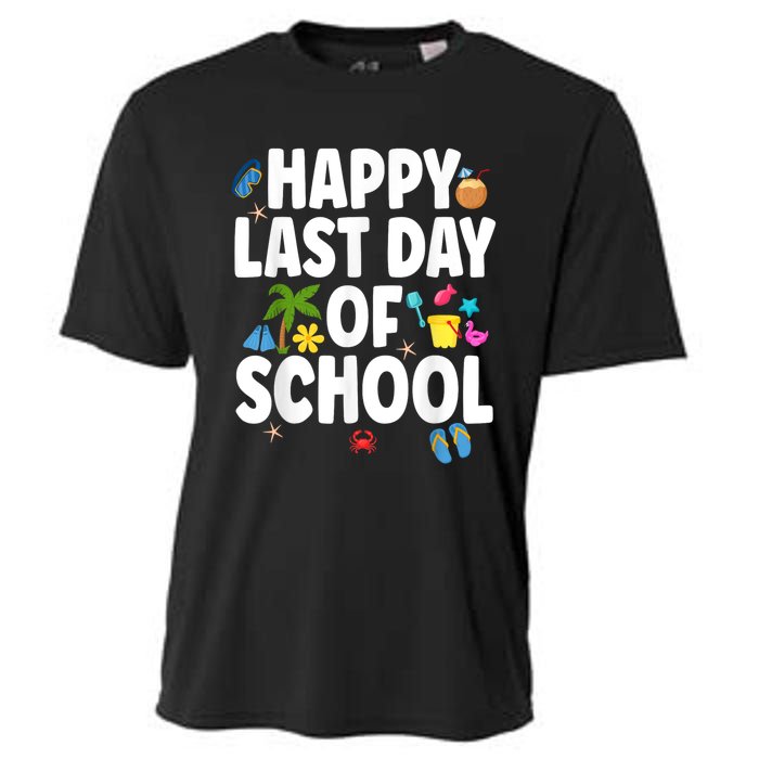 Happy Last Day Of School Hello Summer Teacher & Students Cooling Performance Crew T-Shirt