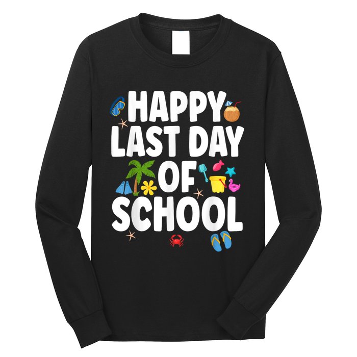 Happy Last Day Of School Hello Summer Teacher & Students Long Sleeve Shirt