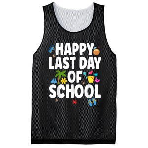 Happy Last Day Of School Hello Summer Teacher & Students Mesh Reversible Basketball Jersey Tank