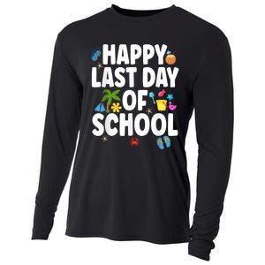 Happy Last Day Of School Hello Summer Teacher & Students Cooling Performance Long Sleeve Crew