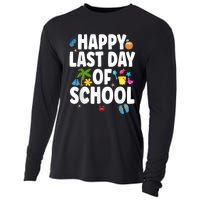 Happy Last Day Of School Hello Summer Teacher & Students Cooling Performance Long Sleeve Crew