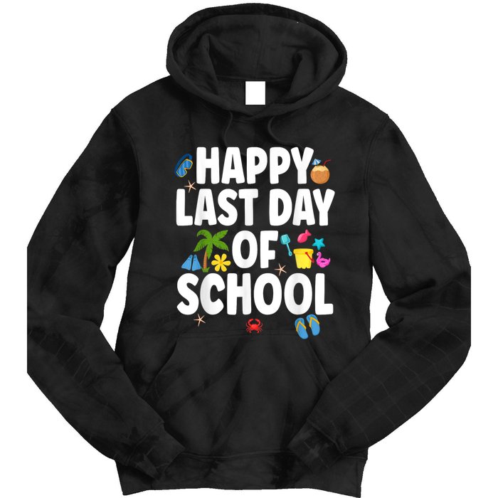 Happy Last Day Of School Hello Summer Teacher & Students Tie Dye Hoodie