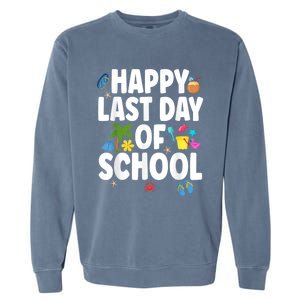 Happy Last Day Of School Hello Summer Teacher & Students Garment-Dyed Sweatshirt