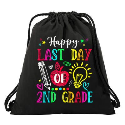 Happy Last Day Of 2nd Grade Graduation Teacher Student Drawstring Bag