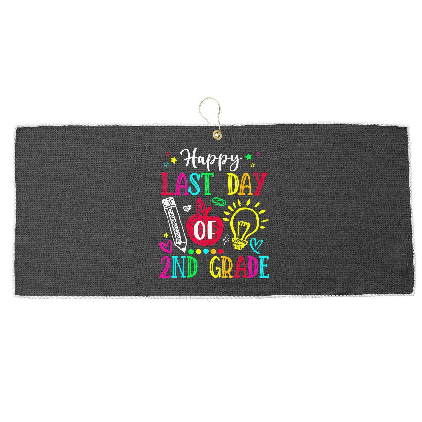 Happy Last Day Of 2nd Grade Graduation Teacher Student Large Microfiber Waffle Golf Towel